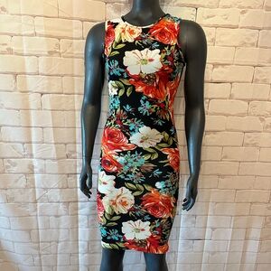 Floral Black Bodycon Dress